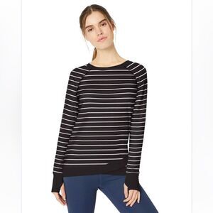 Danskin Split Hem Tunic Black and White Striped Size Large